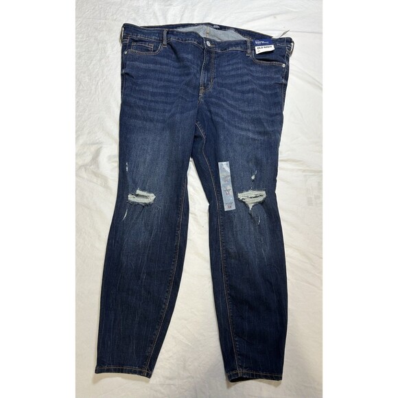 New Old Navy Size 22 Mid-Rise Rockstar Super Skinny Distressed Denim Jeans - Picture 1 of 9